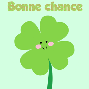 Gif animé bonne chance trèfle sourire